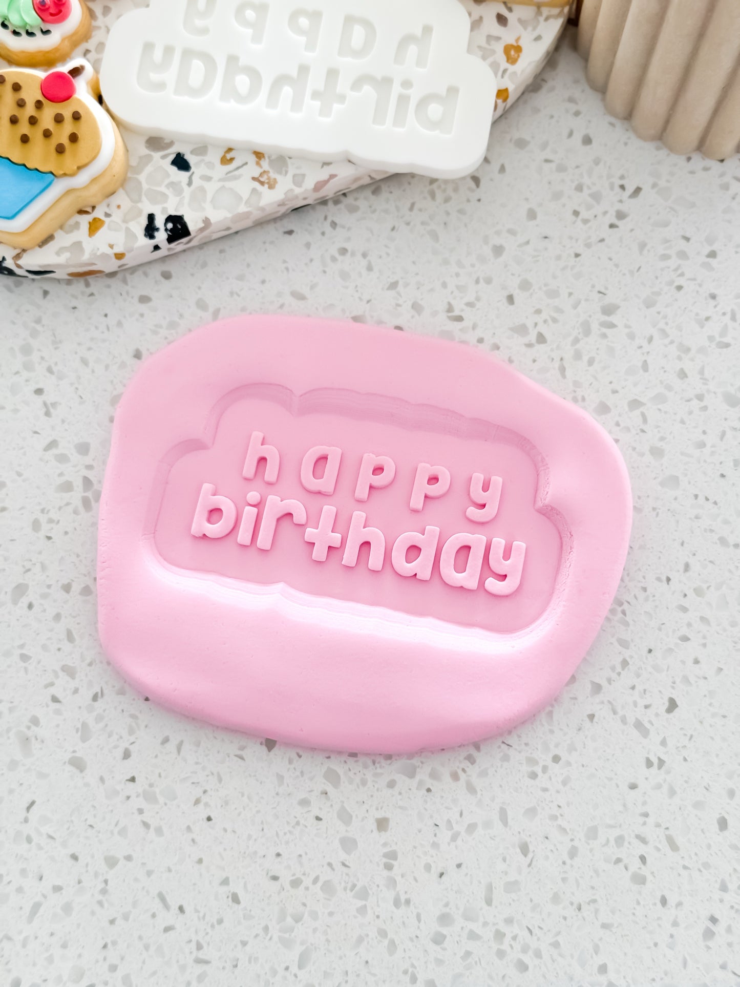 Happy Birthday (Caterpillar) Stamp & Cutter - Perfect for Fondant & Sugar Cookies