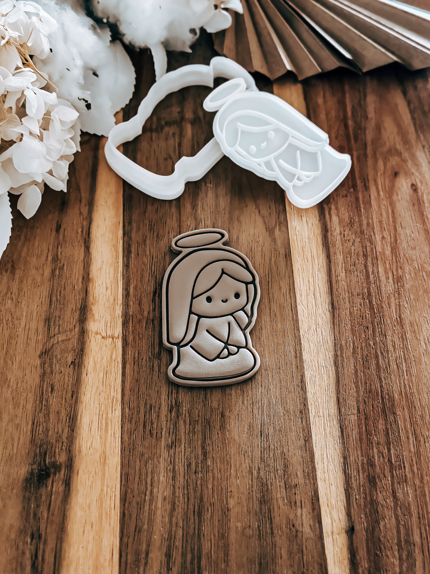 O'Khach Christmas cookie stamp design stamped in fondant