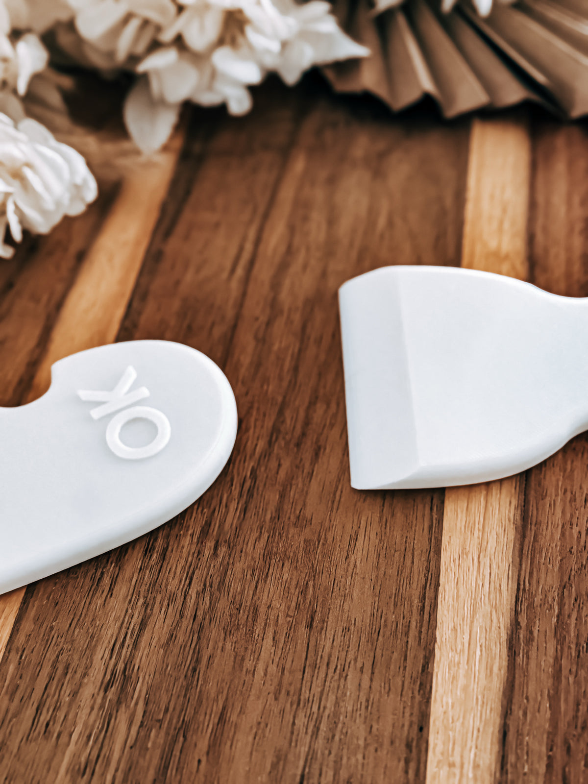 Signature Fondant Scrapers by O'Khach in white PLA with the embossed OK logo