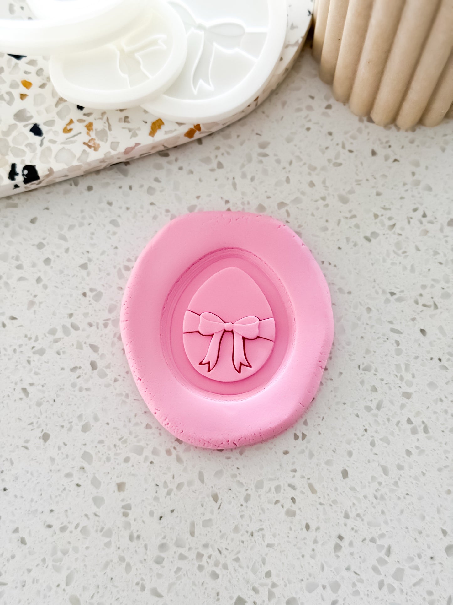Mini Bow Easter Egg Stamp & Cutter - Perfect for Fondant & Sugar Cookies
