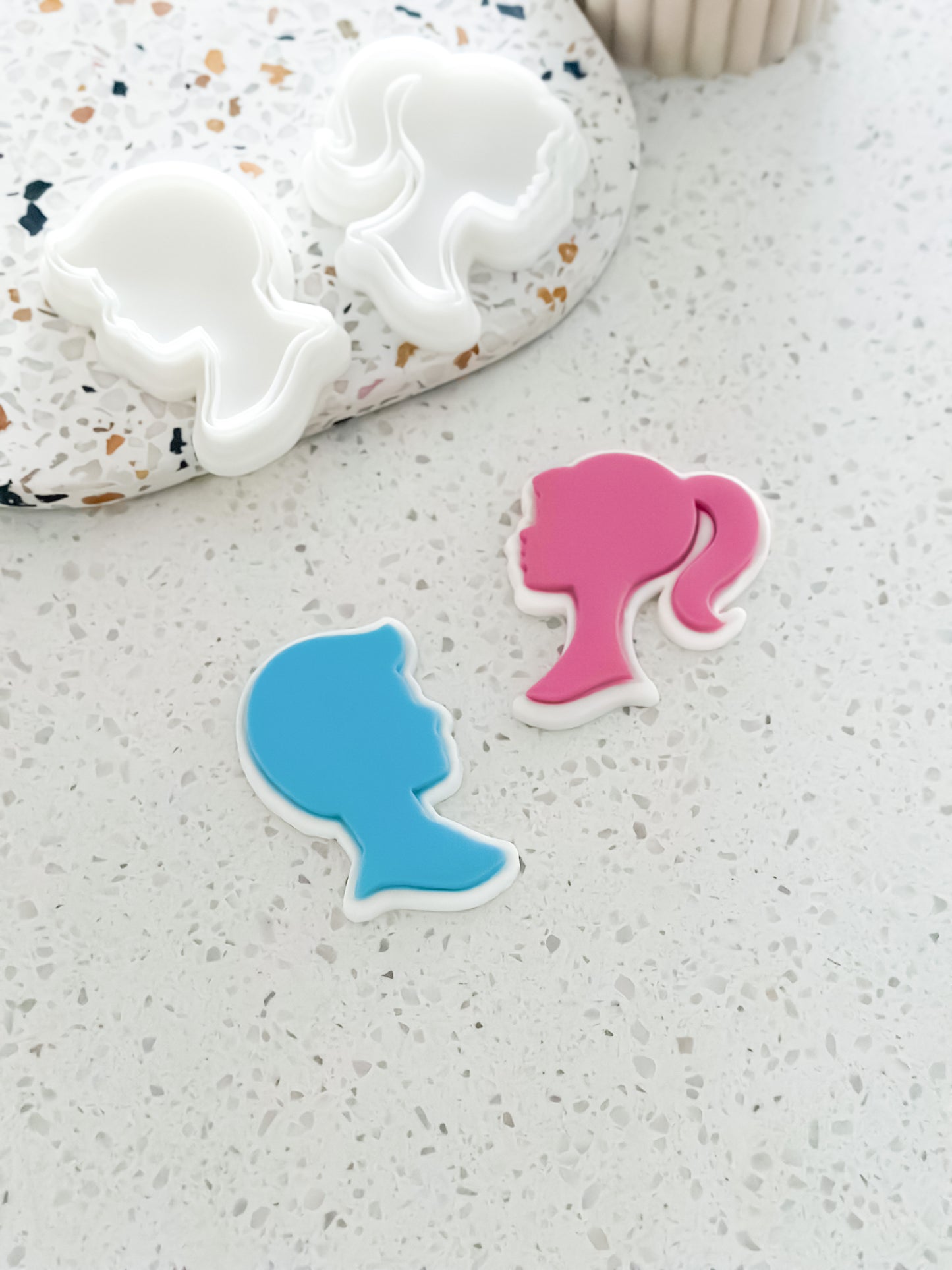 Doll Man & Girl Head Outline - Cookie Stamp and Cutter