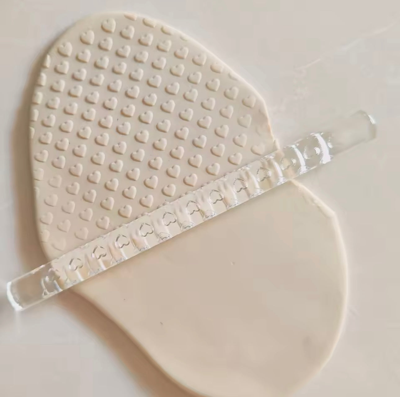 Hearts Pattern - Acrylic Embossing Rolling Pin – Fondant, Cookie & Clay Texture Roller
