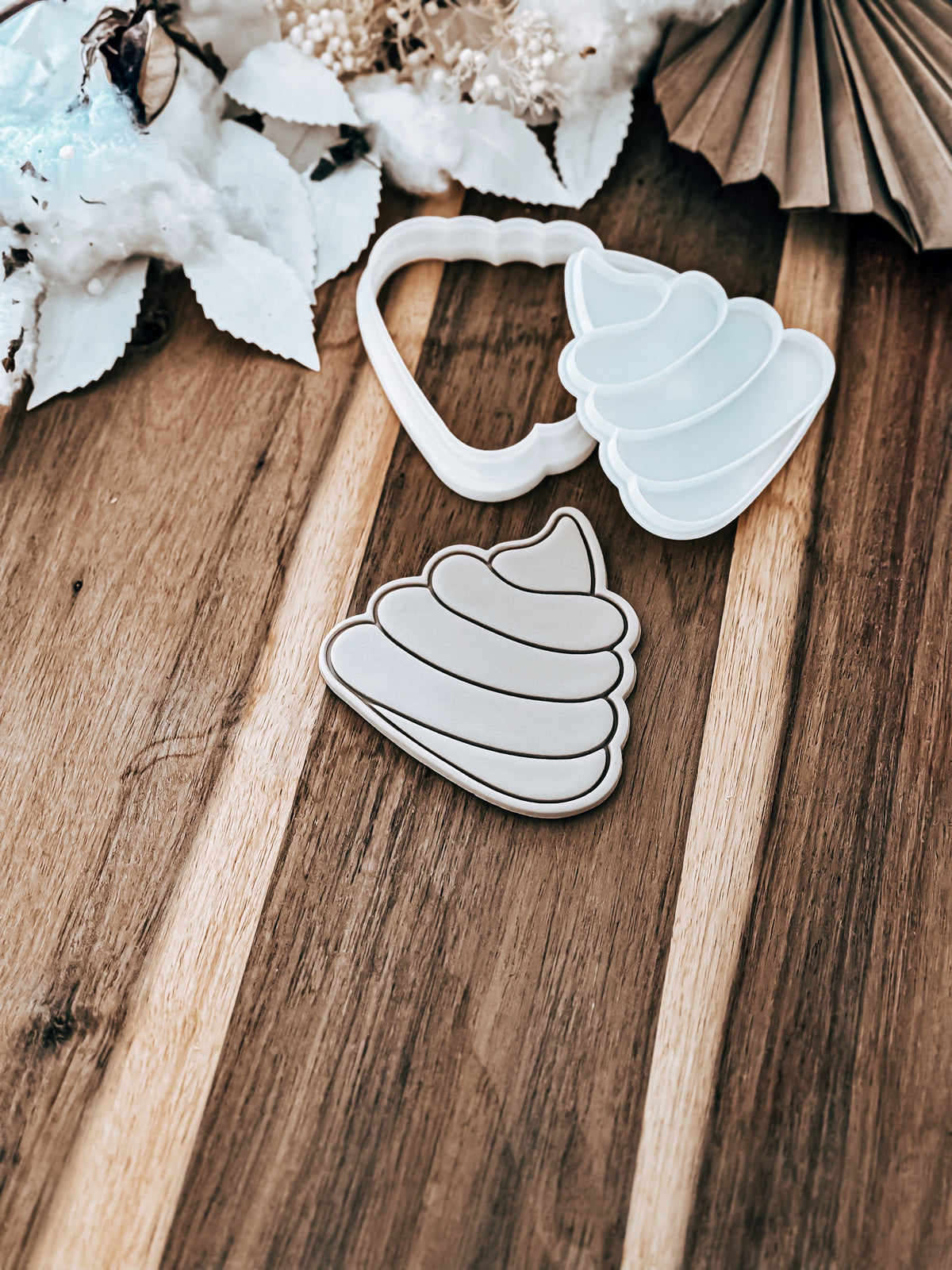 Unicorn Poo cookie stamp and cutter by O'Khach, shown stamped in fondant