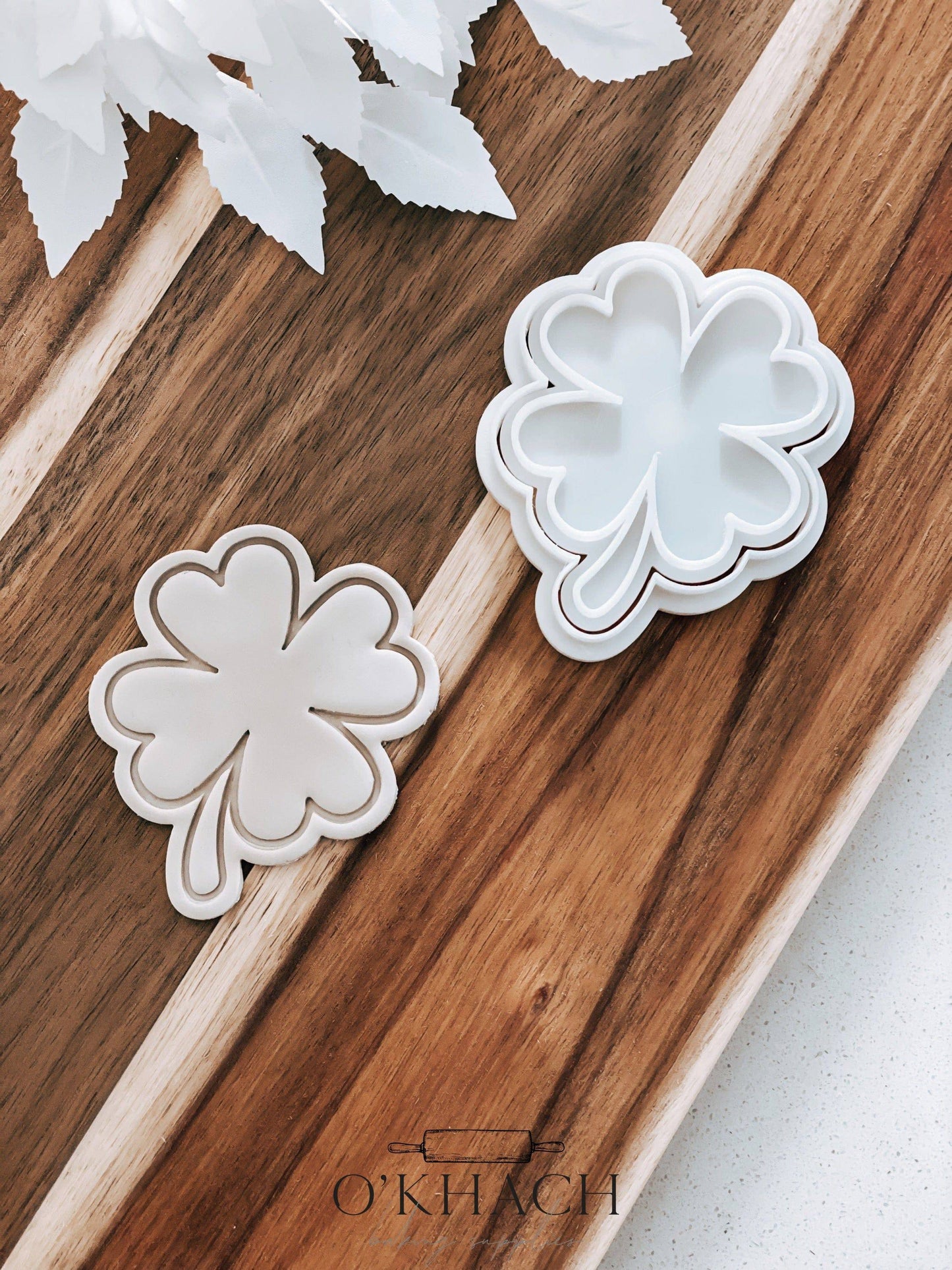 Four Leaf Clover Stamp and Cutter – Perfect for Fondant, Sugar Cookies & Baking
