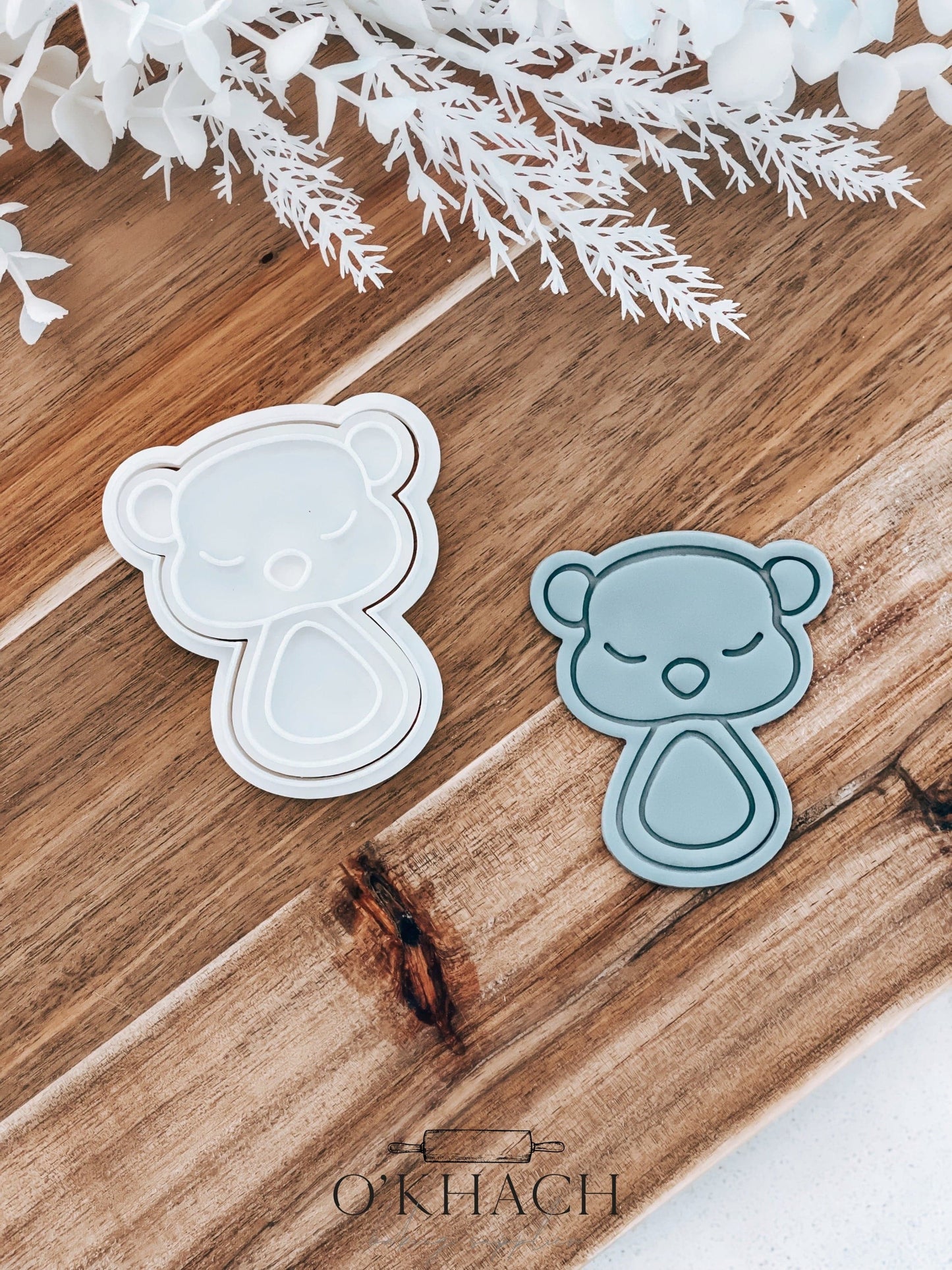 Baby Bear Rattle Stamp and Cutter - Perfect for Fondant & Sugar Cookies