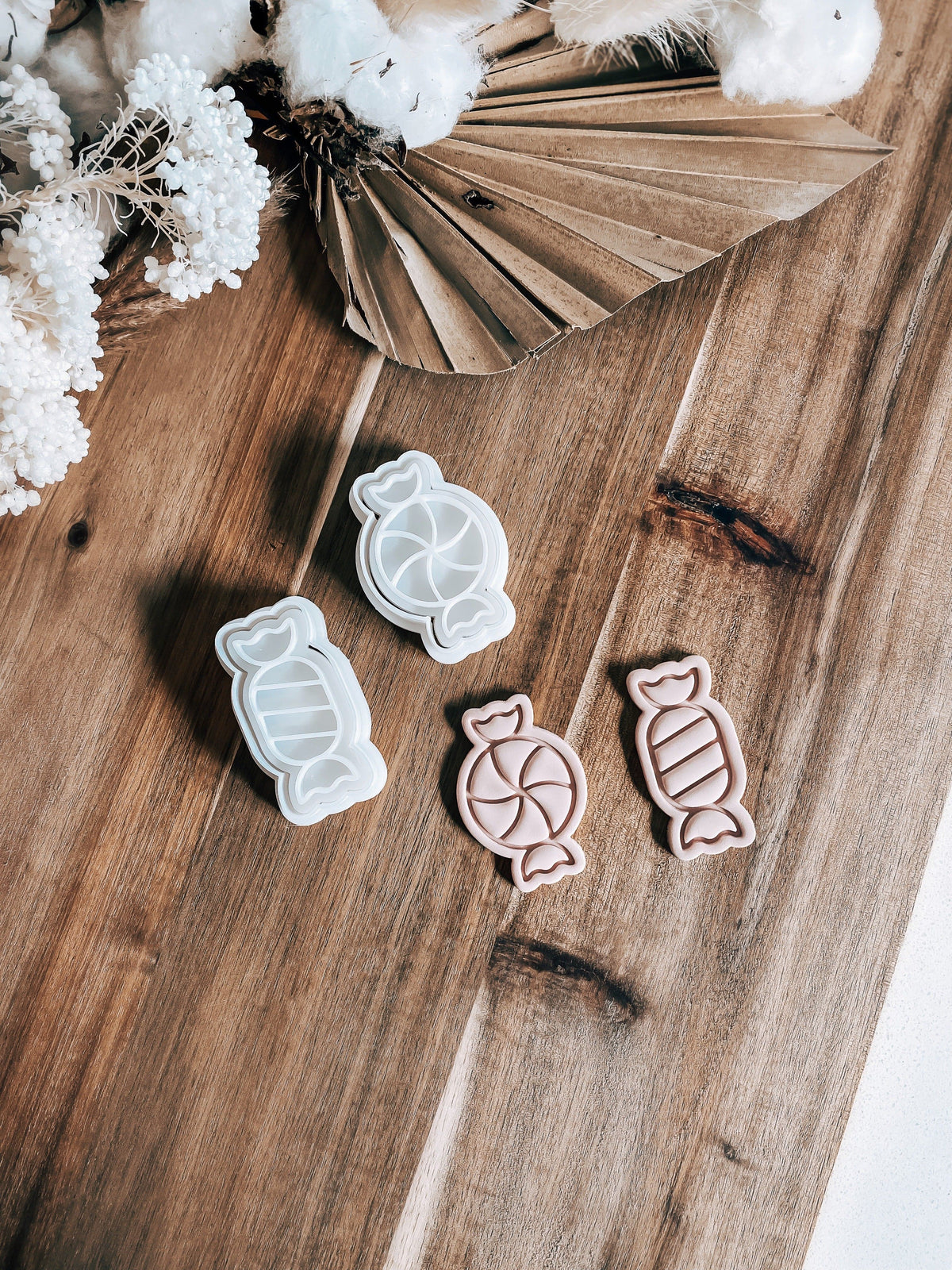 Mini Candies (Set Of 2) design stamped in fondant to show the finished cookie