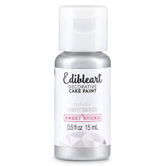 Light Silver Metallic Edible Paint – Sweet Sticks 15ml | Food-Safe Cake Paint
