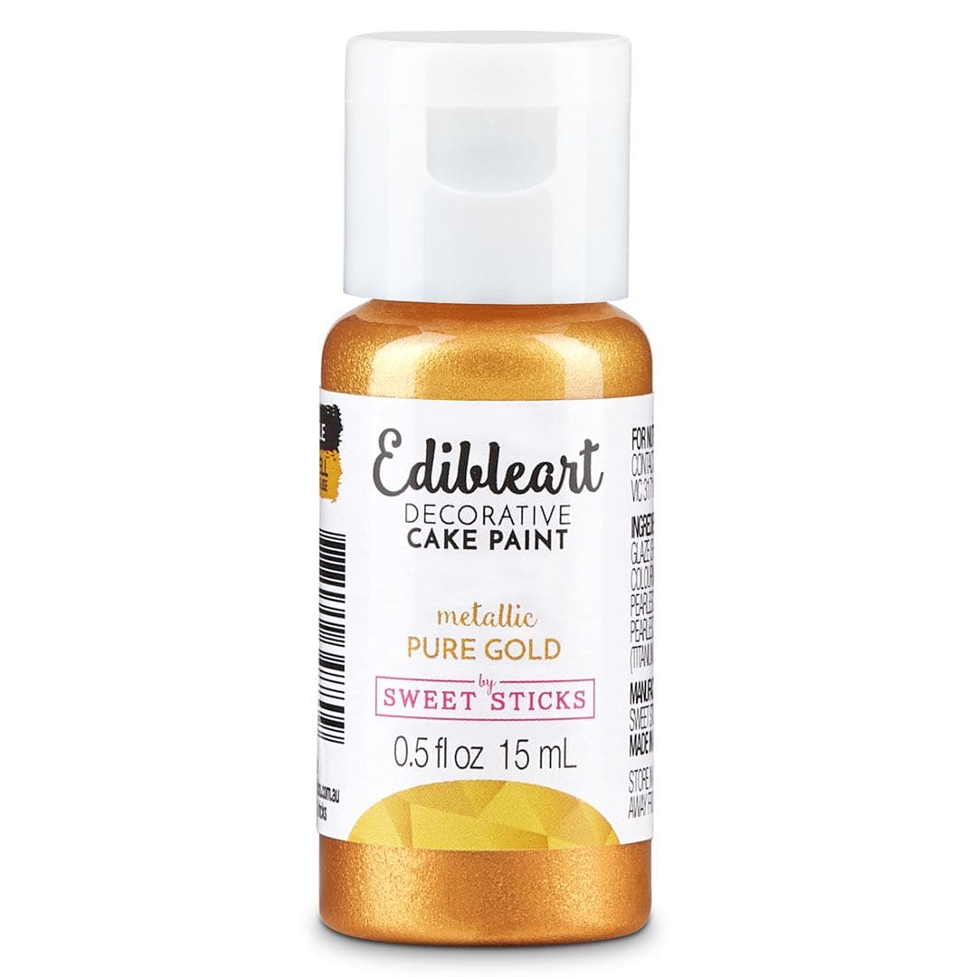 Pure Gold Metallic Edible Paint – Sweet Sticks 15ml | Food-Safe Cake Paint