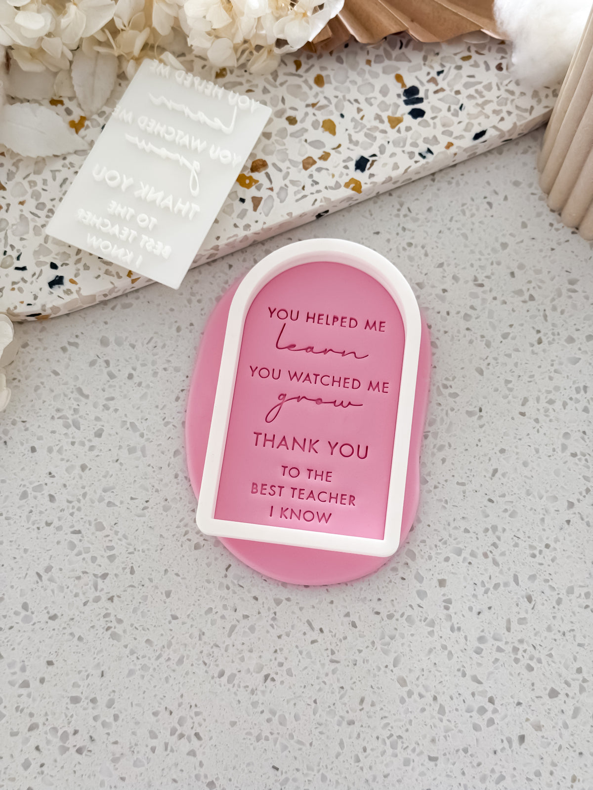 Thank you teacher arch fondant cookie with the matching 7cm arch cookie cutter by O'Khach