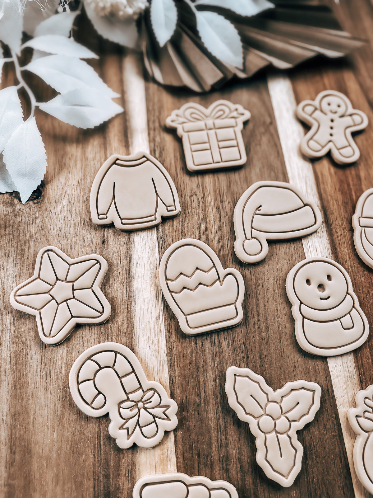 Mini Christmas Tree design stamped in fondant to show the finished cookie