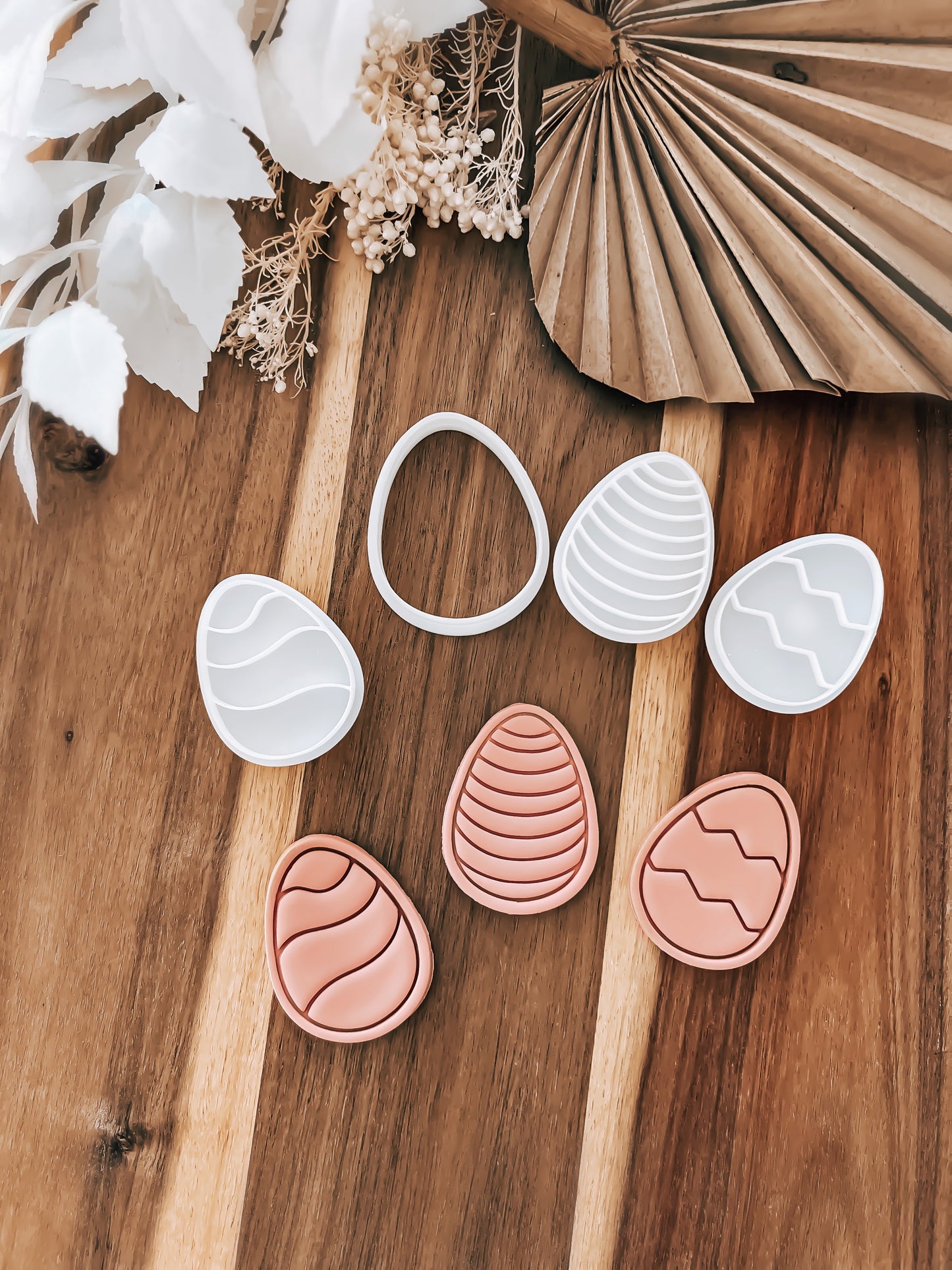 Mini Line Eggs (Set Of 3) - Cookie Stamp & Cutter - Ideal for Fondant & Sugar Cookies