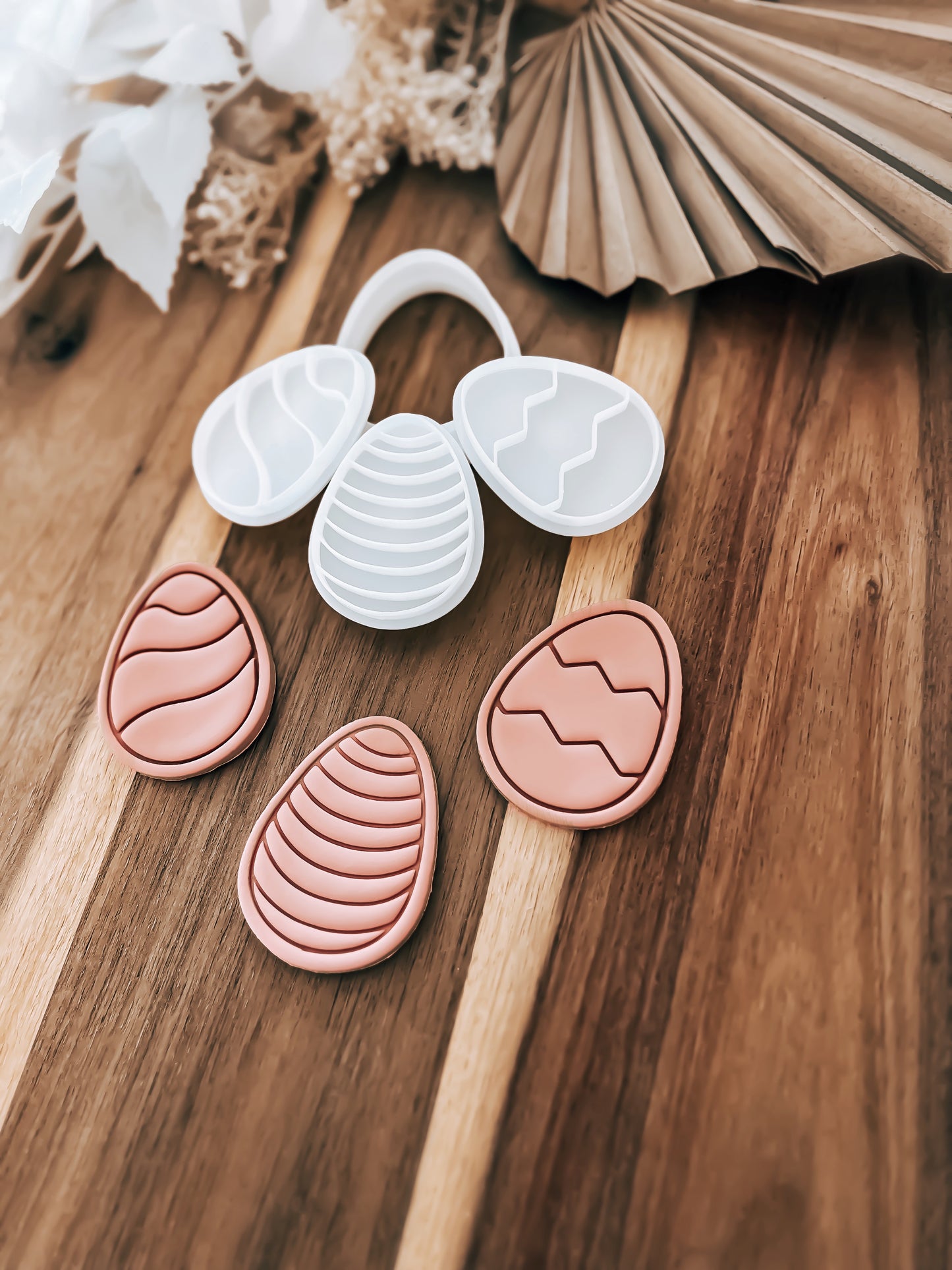 Mini Line Eggs (Set Of 3) - Cookie Stamp & Cutter - Ideal for Fondant & Sugar Cookies