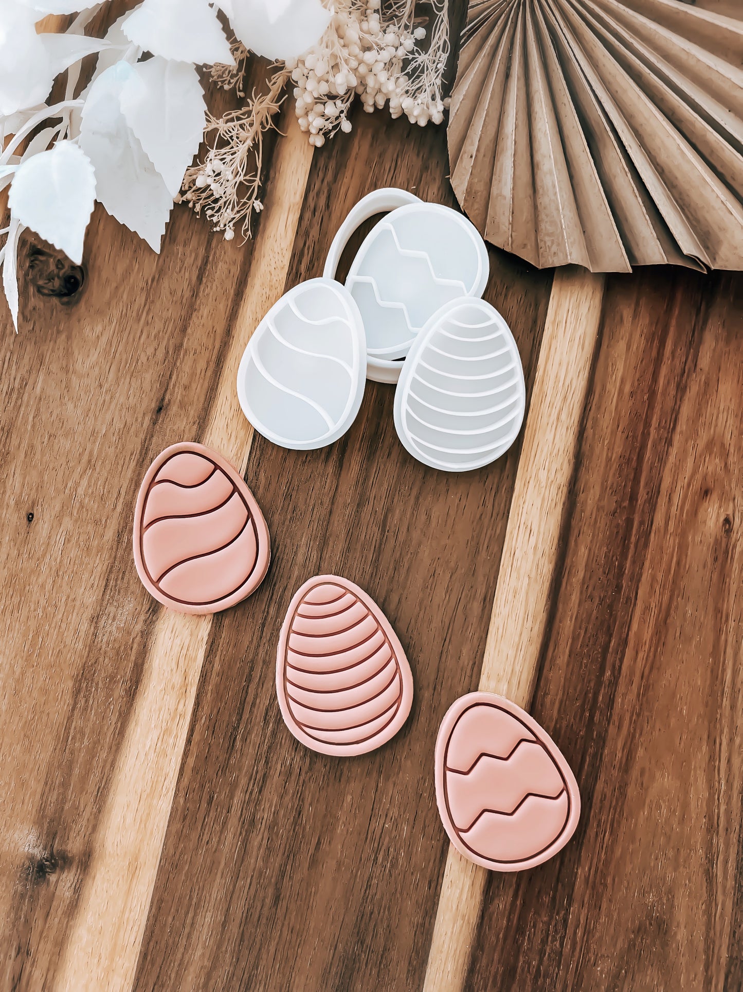Mini Line Eggs (Set Of 3) - Cookie Stamp & Cutter - Ideal for Fondant & Sugar Cookies