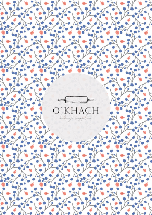Blue Flower's Pattern - Edible Image - Premium Edible Image from O'Khach Baking Supplies - Just $16.99! Shop now at O'Khach Baking Supplies