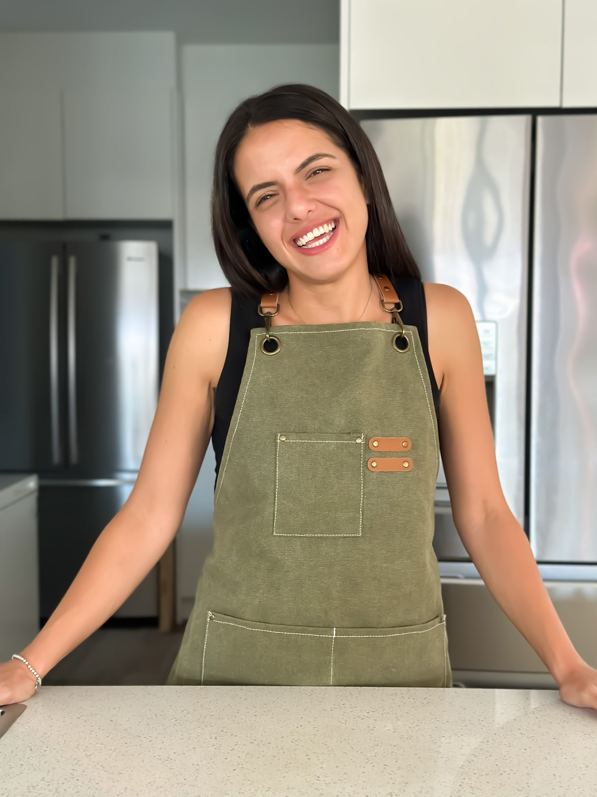 Stephanie, founder of O'Khach Baking Supplies, in her kitchen