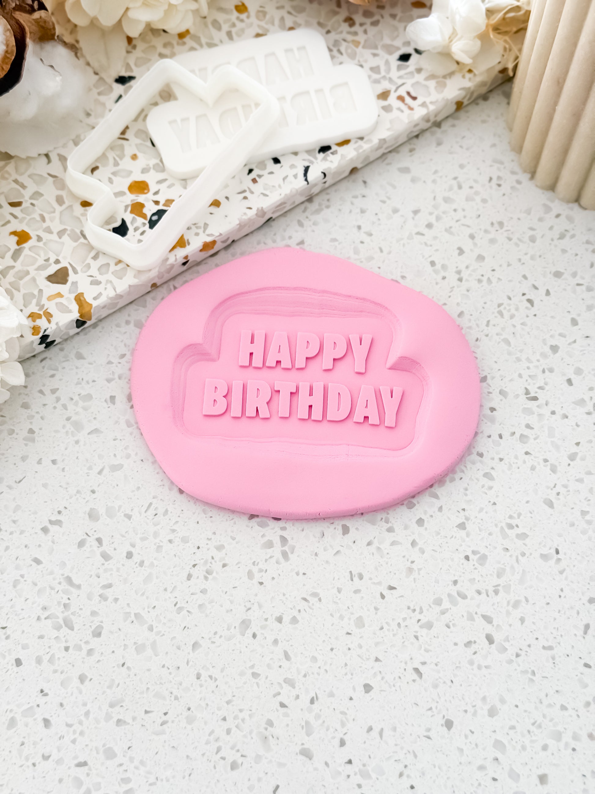 Happy Birthday (FN) Stamp & Cutter - Perfect for Fondant & Sugar Cookies