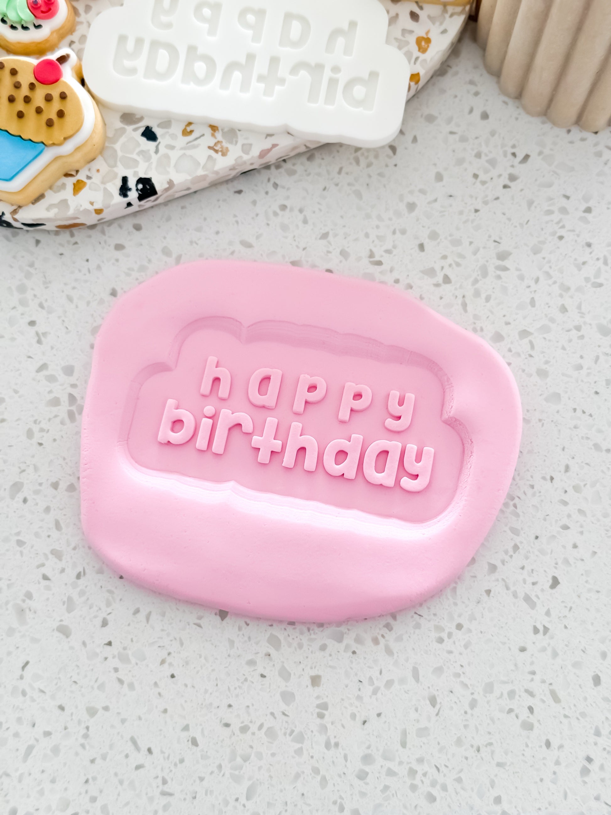 Happy Birthday (Caterpillar) Stamp & Cutter - Perfect for Fondant & Sugar Cookies