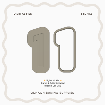 Number 1 Cookie Cutter & Stamp – Digital STL File for 3D Printing