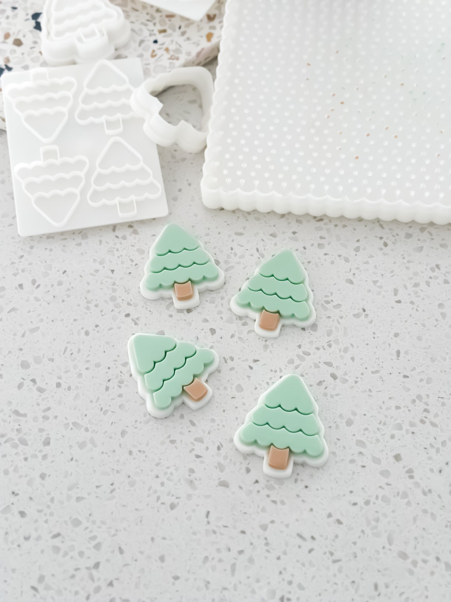 Mini Multi Christmas Tree Cookie Stamp & Cutter – Perfect for Fondant