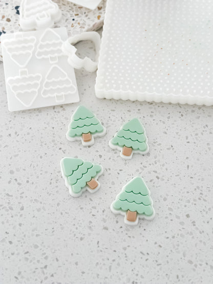 Mini Multi Christmas Tree Cookie Stamp & Cutter – Perfect for Fondant