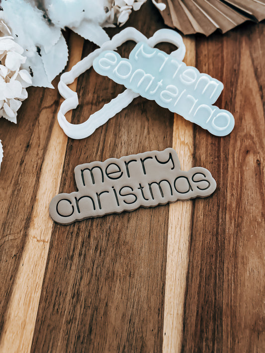 Merry Christmas (Slim) - Cookie Stamp and Cutter - Ideal for Fondant & Sugar Cookies