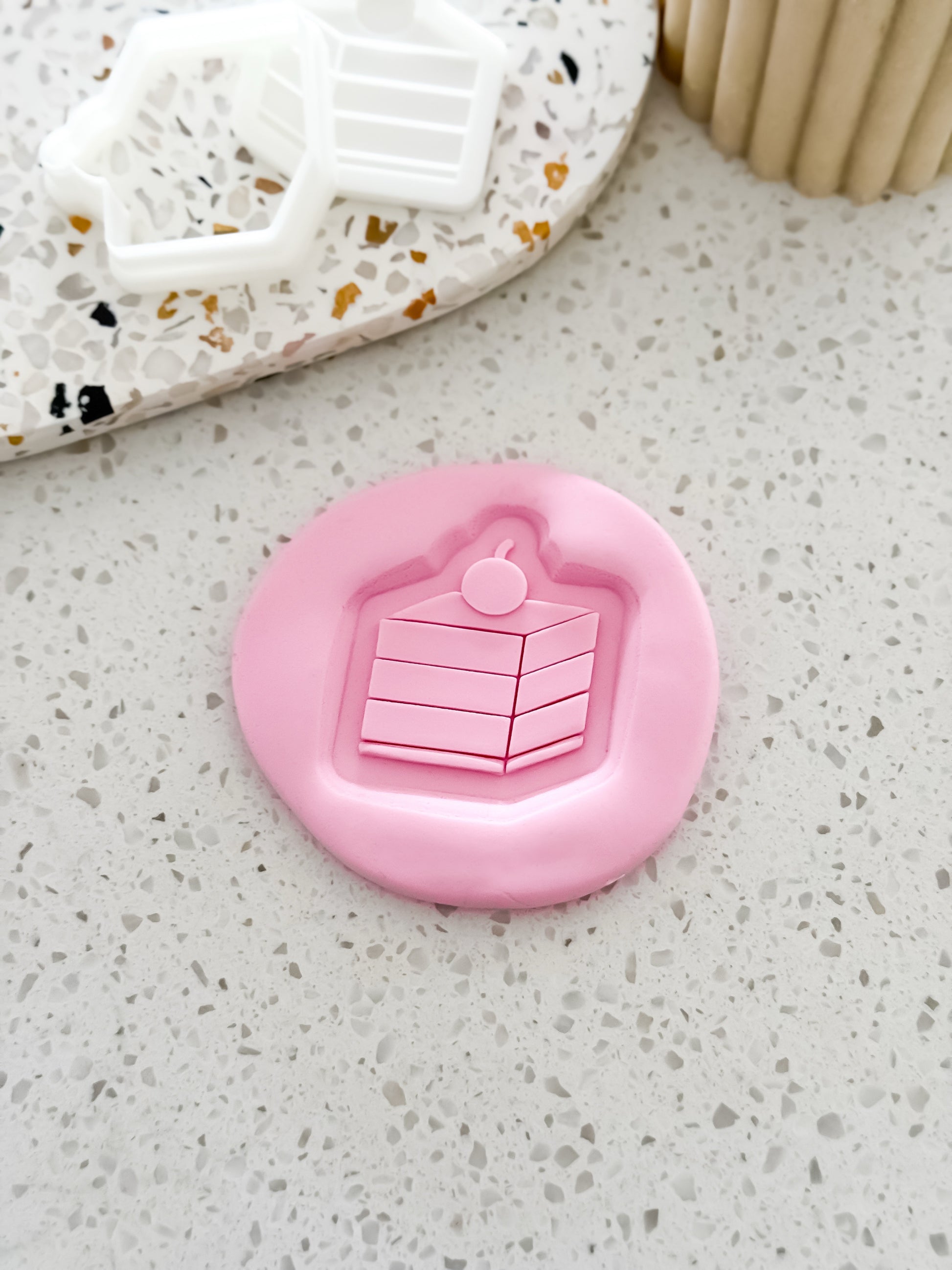 Mini Chocolate Cake (Caterpillar) Stamp & Cutter - Perfect for Fondant & Sugar Cookies