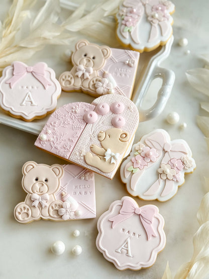 Wavy Bow Plaque - Cookie Stamp and Cutter
