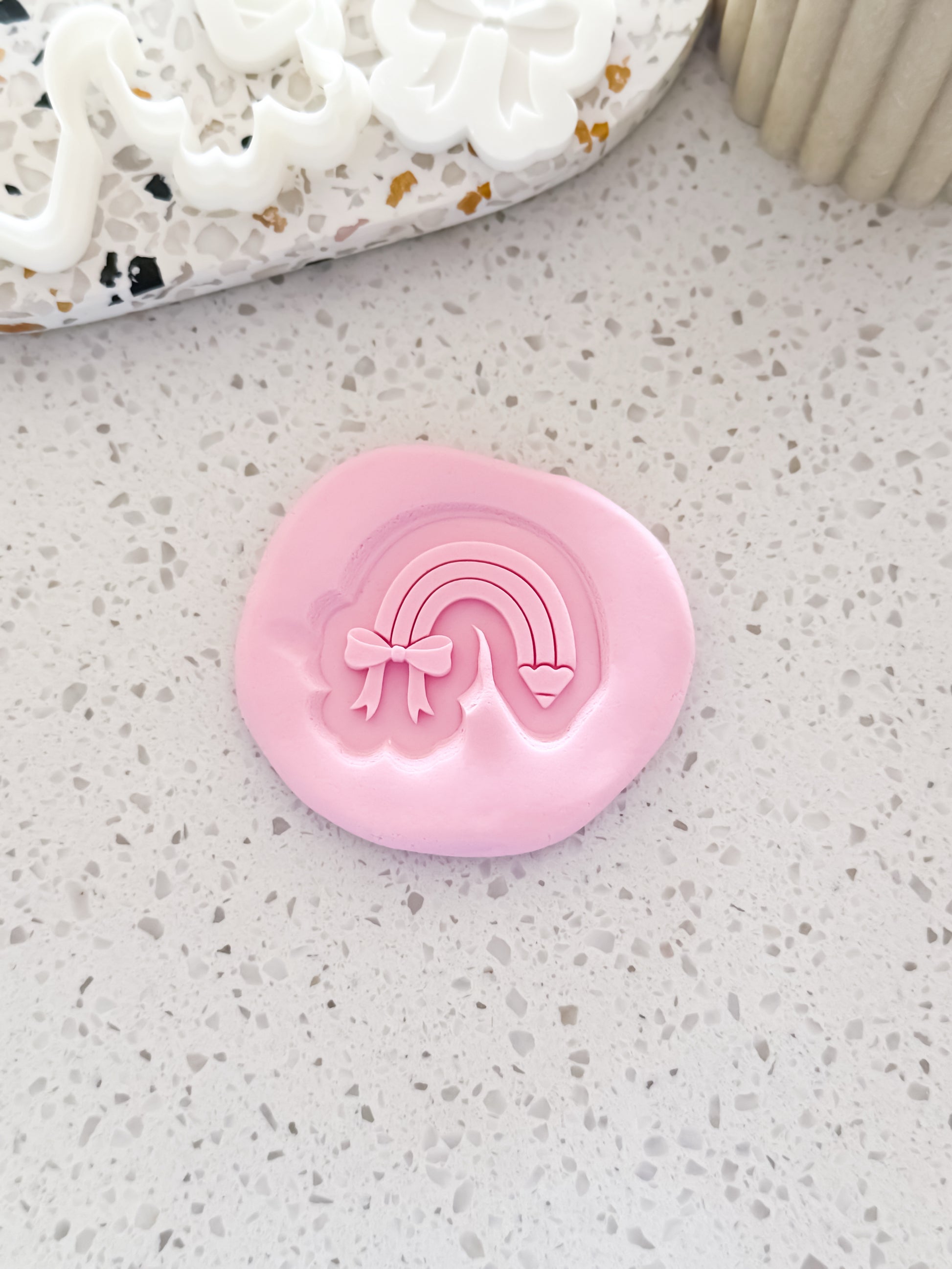 Mini Rainbow Pencil (Bow) Stamp & Cutter - Perfect for Fondant & Sugar Cookies