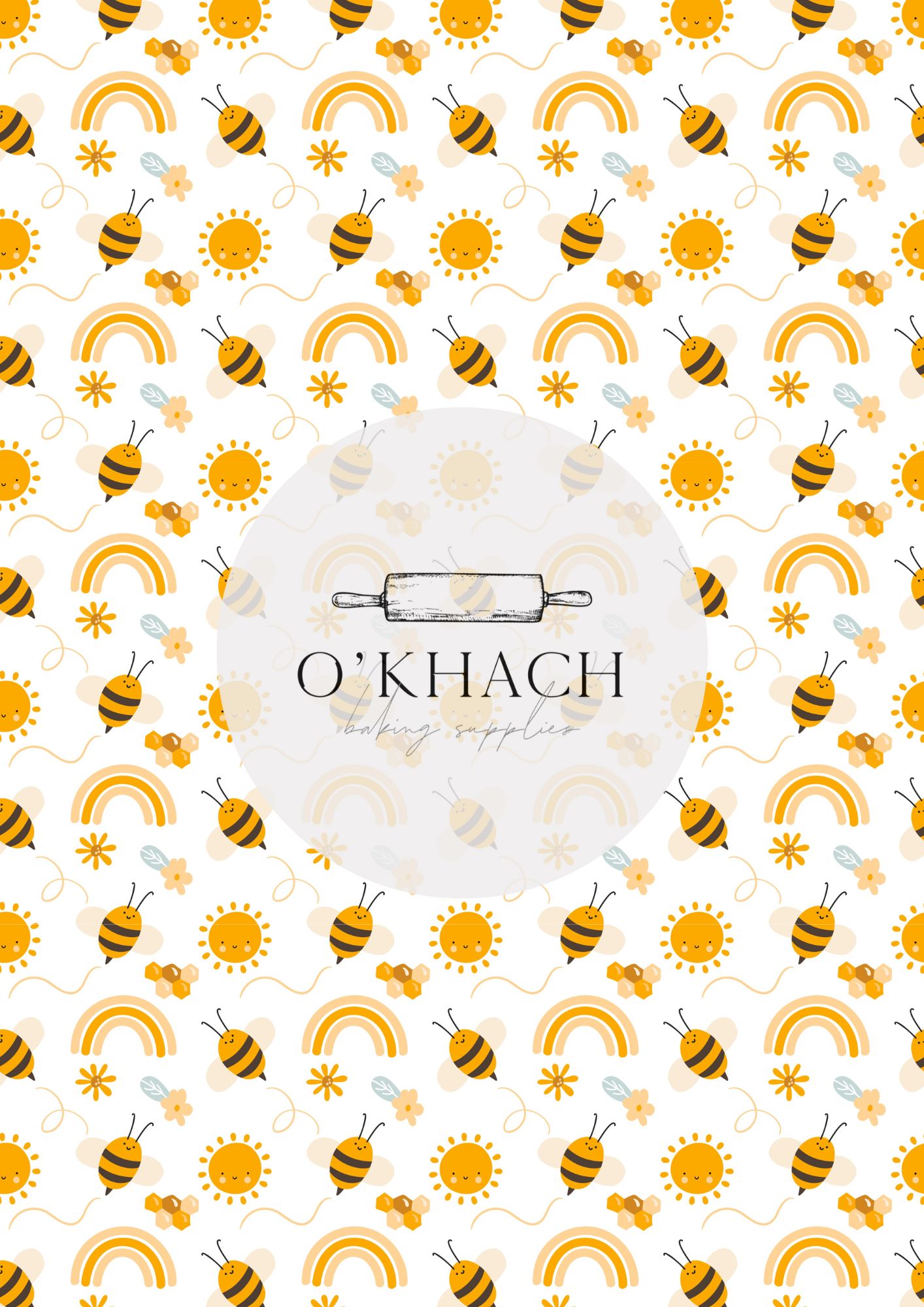 Bees & Honey Pattern No.4 - Digital Edible Image for Cakes & Cookies