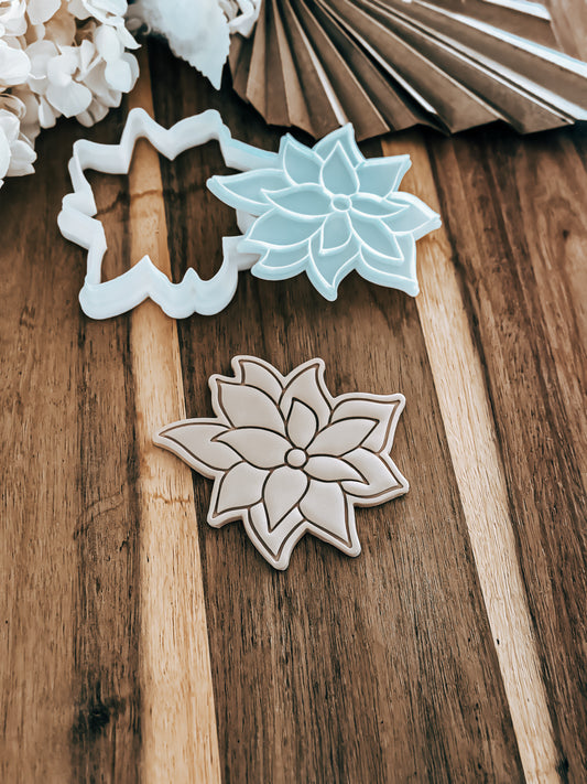 Poinsettias Christmas Flower - Cookie Stamp and Cutter - Ideal for Fondant & Sugar Cookies