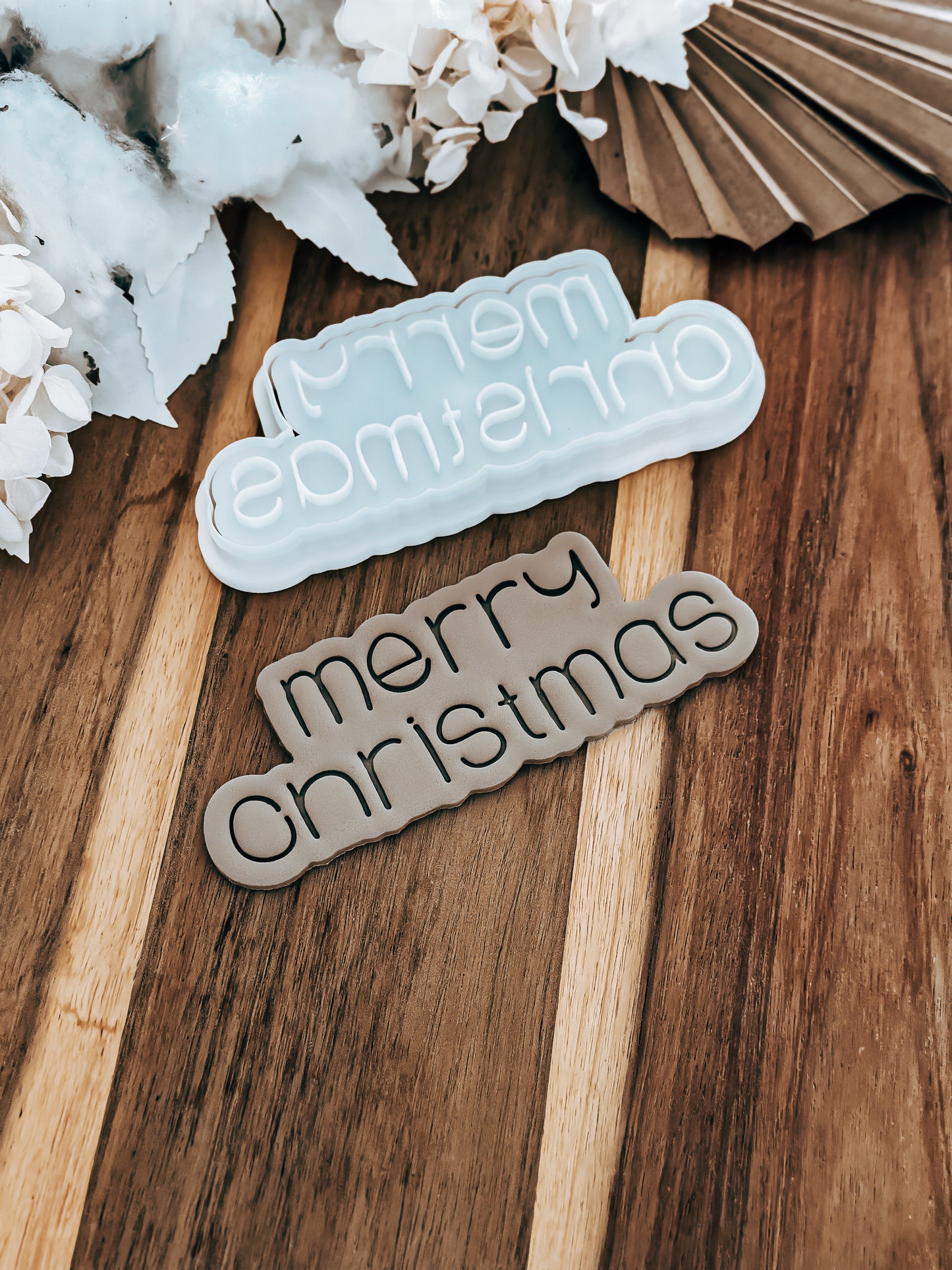 Merry Christmas (Slim) - Cookie Stamp and Cutter - Ideal for Fondant & Sugar Cookies