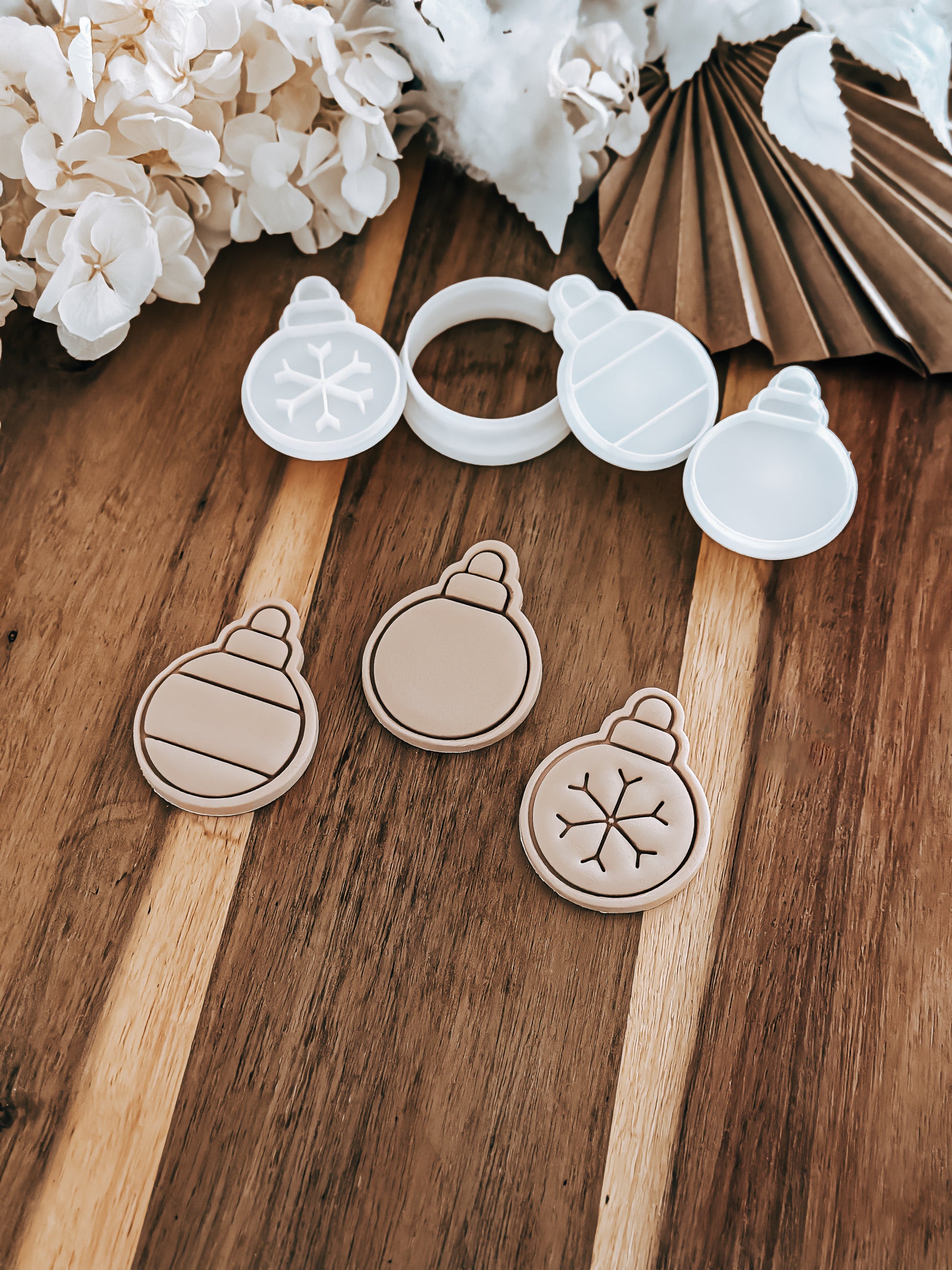 Mini Round Baubles Set Of 3 - Cookie Stamp and Cutters - Ideal for Fondant & Sugar Cookies