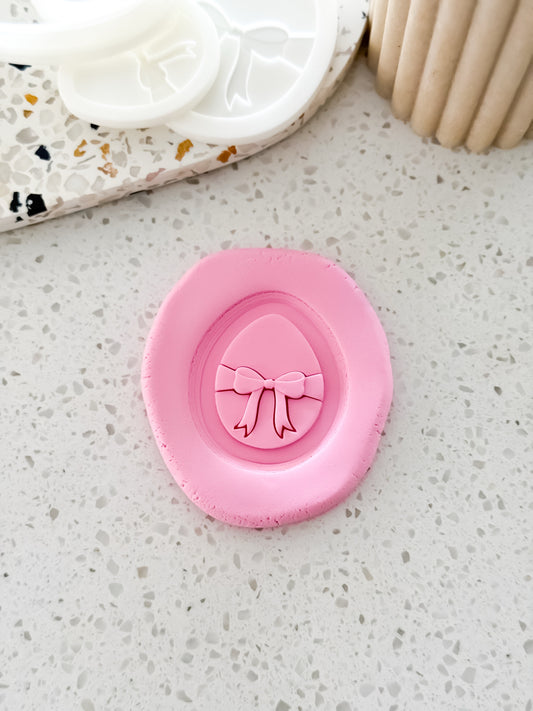 Mini Bow Easter Egg Stamp & Cutter - Perfect for Fondant & Sugar Cookies