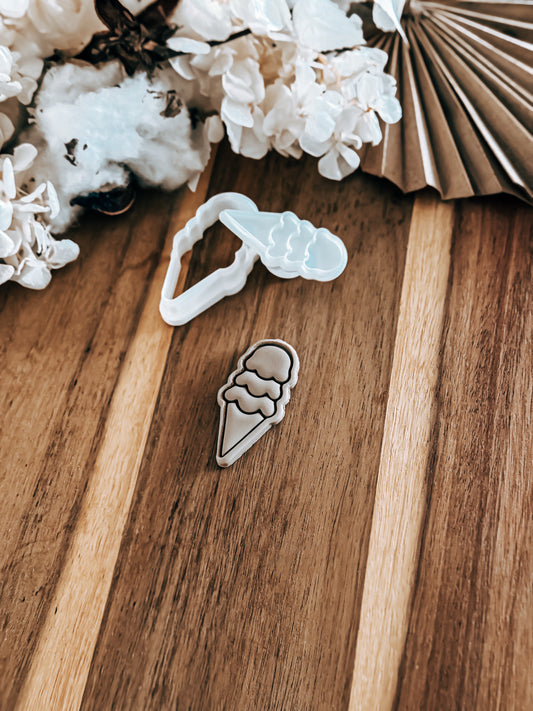 Mini Ice Cream (Triple Scoop) Stamp & Cutter - Perfect for Fondant & Sugar Cookies