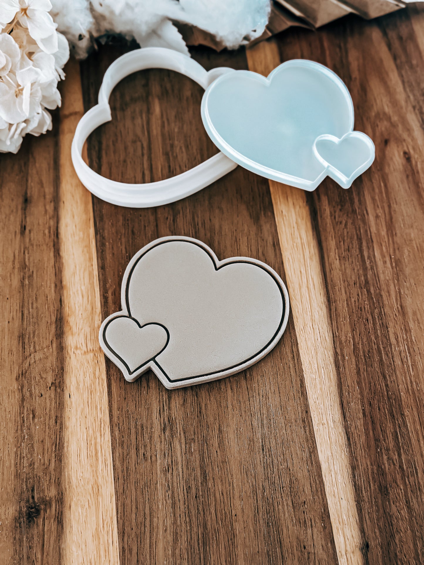 Two Hearts - Cookie Stamp & Cutter - Ideal for Fondant & Sugar Cookies