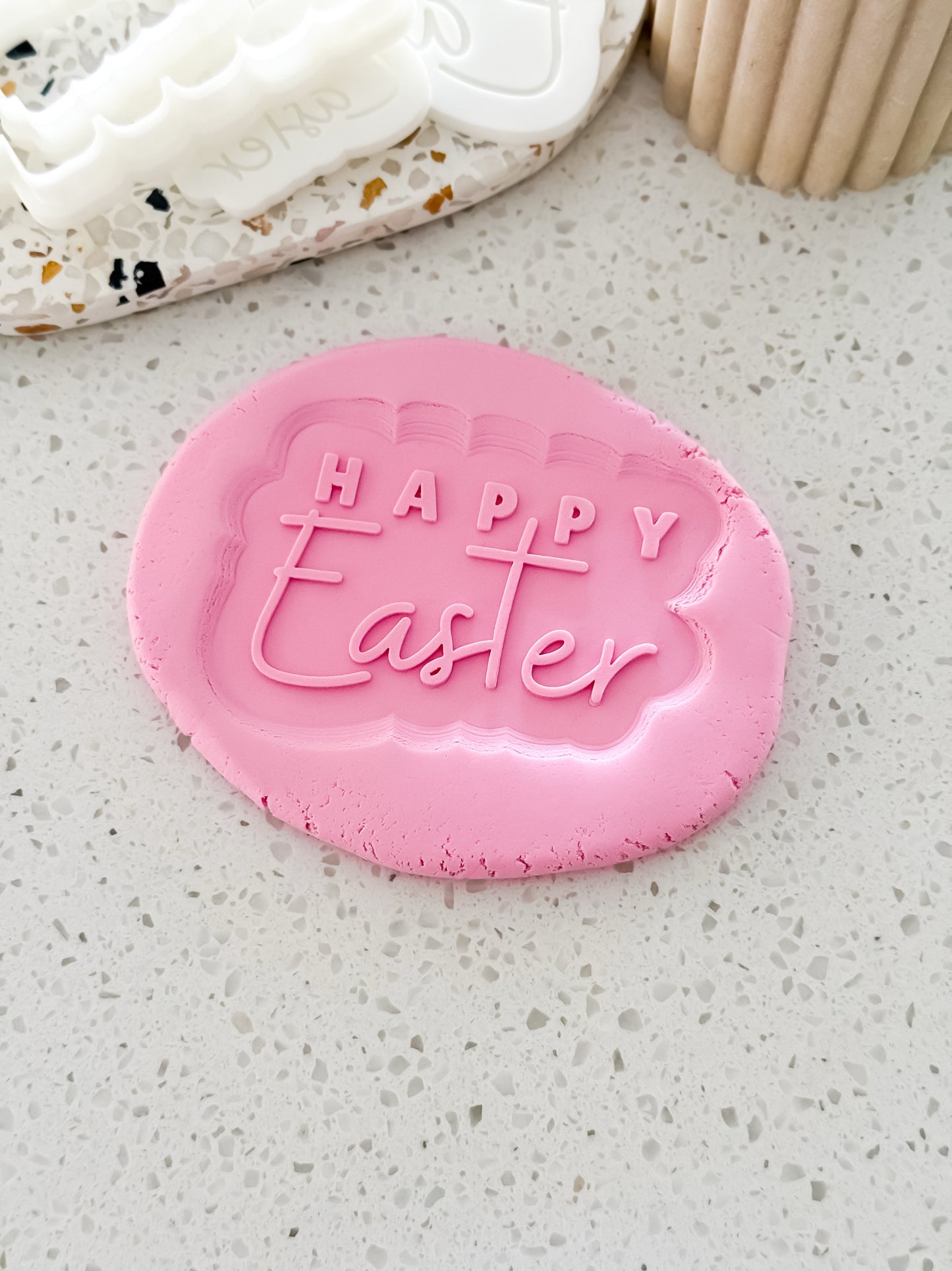 Happy Easter (Cursive) Stamp & Cutter - Perfect for Fondant & Sugar Cookies