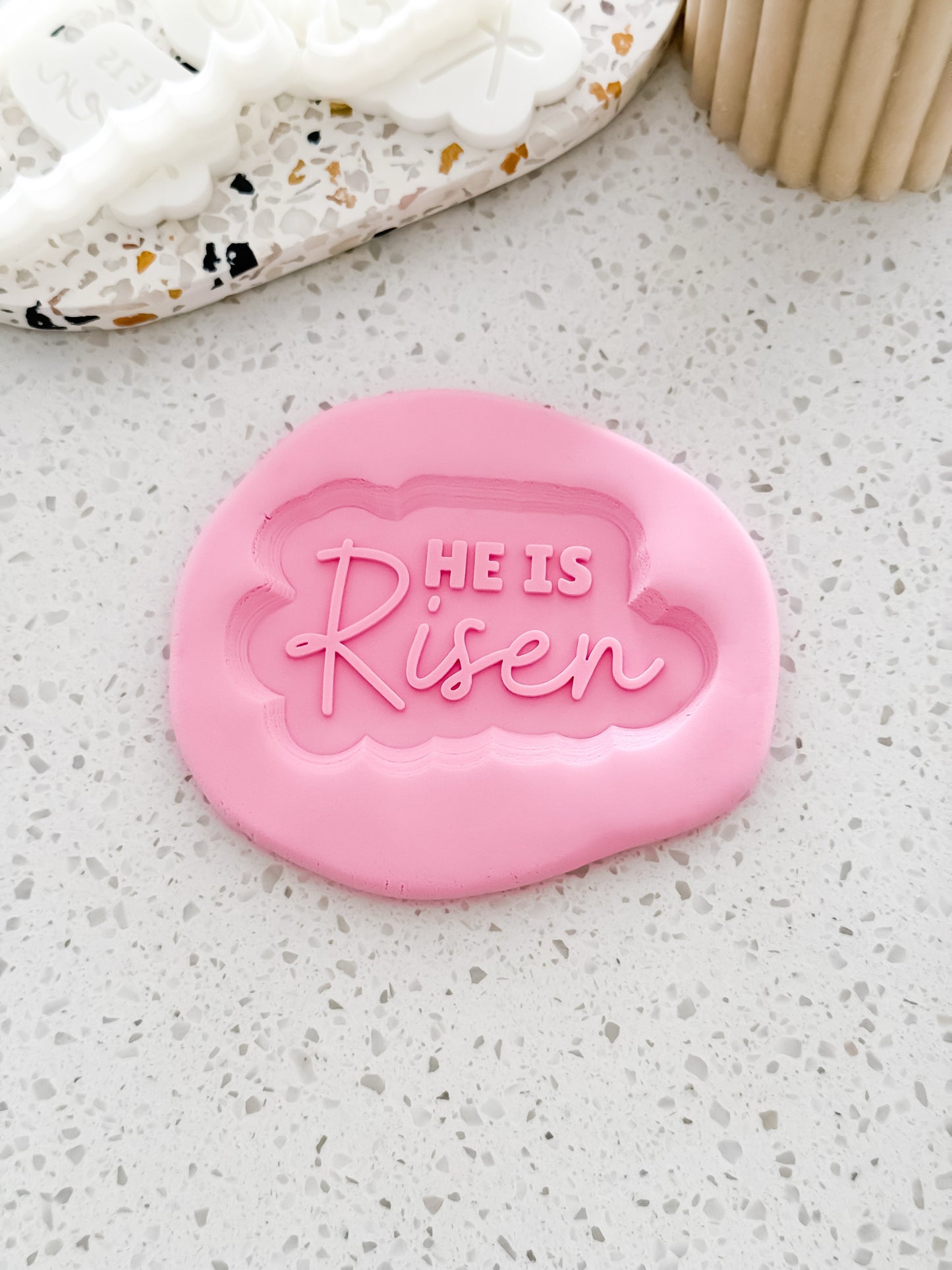 He Is Risen Script Stamp & Cutter - Perfect for Fondant & Sugar Cookies