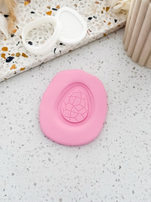 Mini Chocolate Cracked Egg Stamp & Cutter - Perfect for Fondant & Sugar Cookies