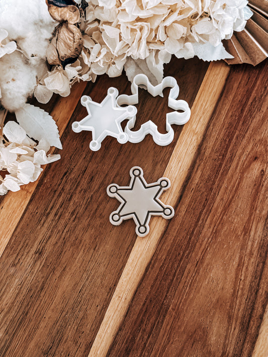 Mini Cowboy Badge Stamp & Cutter - Perfect for Fondant & Sugar Cookies