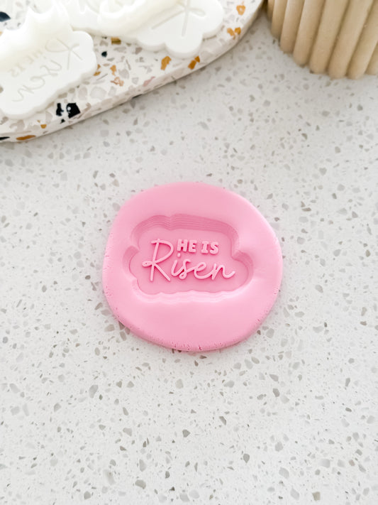 Mini He Is Risen Script Stamp & Cutter - Perfect for Fondant & Sugar Cookies