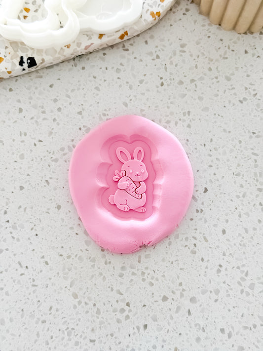 Mini Sunny Bunny (Holding Carrot) Stamp & Cutter - Perfect for Fondant & Sugar Cookies