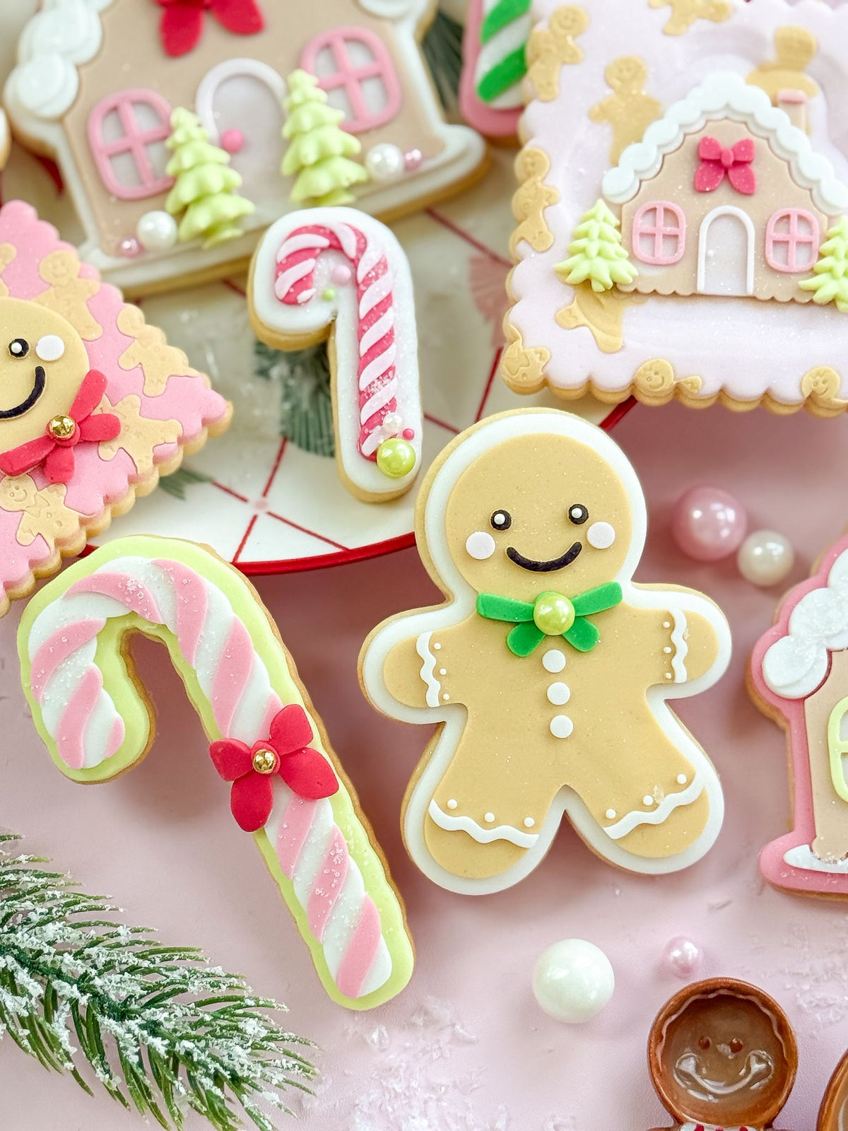 O'Khach Christmas cookie stamp design stamped in fondant