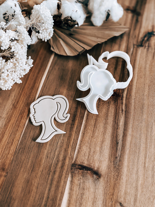 Silhouette Doll Head - Cookie Stamp & Cutter - Fondant & Sugar Cookies