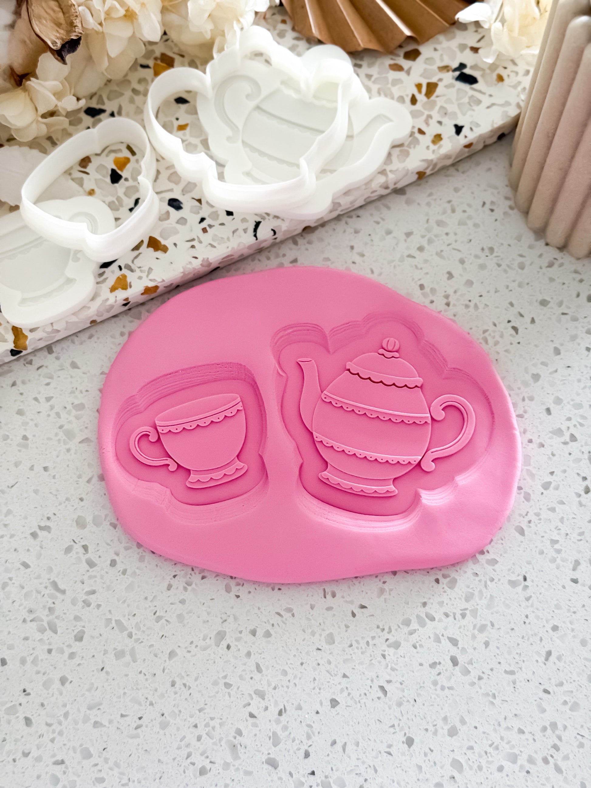 Teapot and Teacup Set Stamp & Cutter - Perfect for Fondant & Sugar Cookies