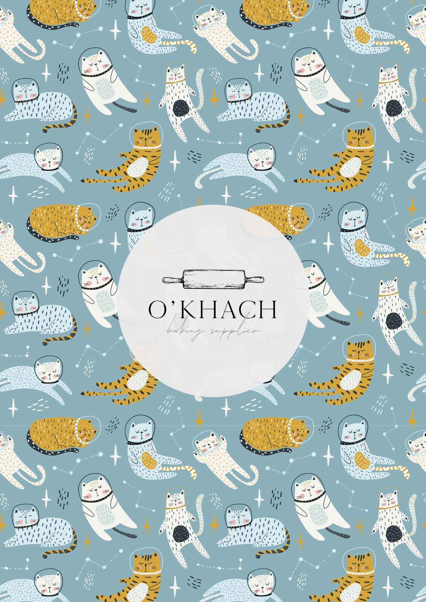 Cats in Space Pattern No.1 - Digital Edible Image for Cakes & Cookies