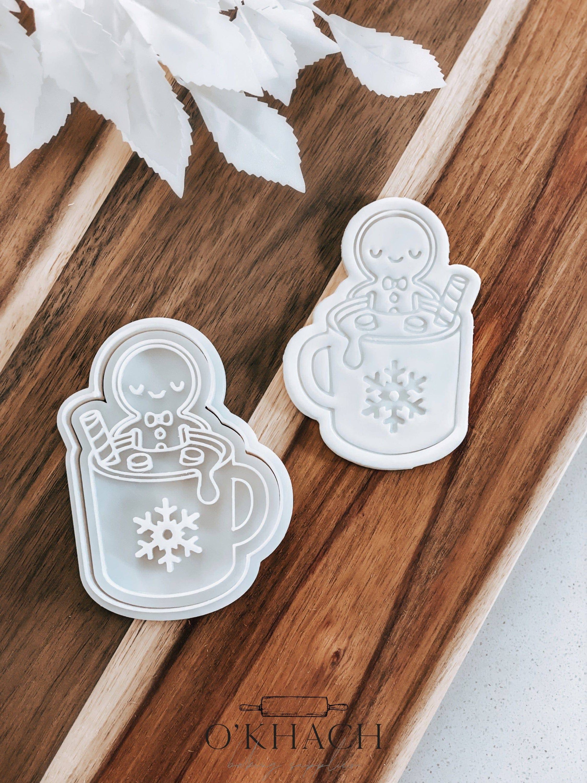 Gingerbread in Cocoa - Cookie Stamp and Cutter - Fondant & Sugar Cookies