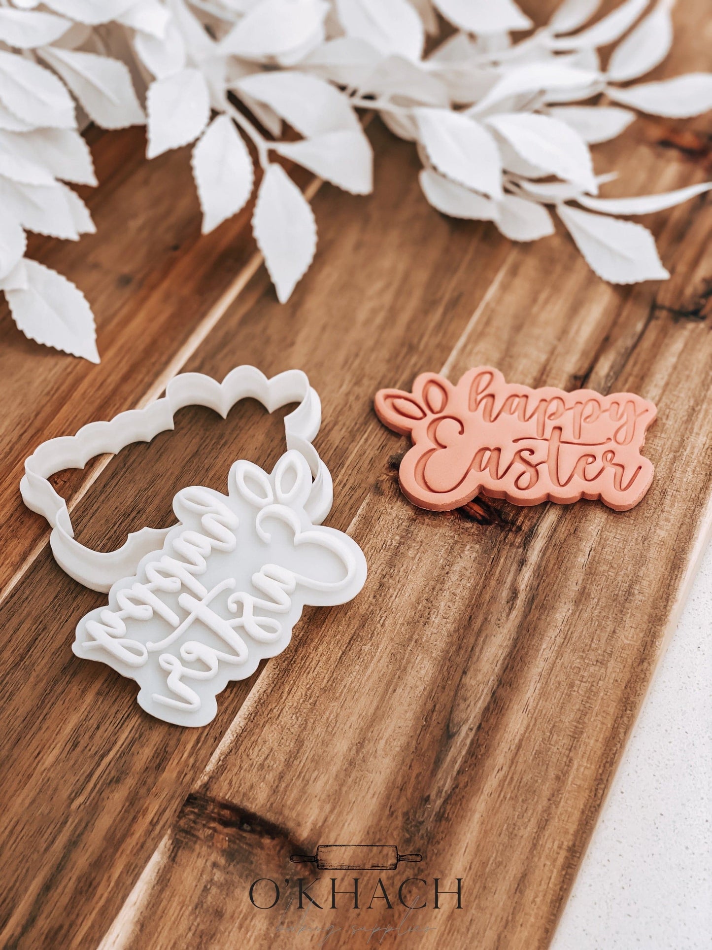 Happy Easter Cookie Stamp and Cutter - O'Khach Baking Supplies