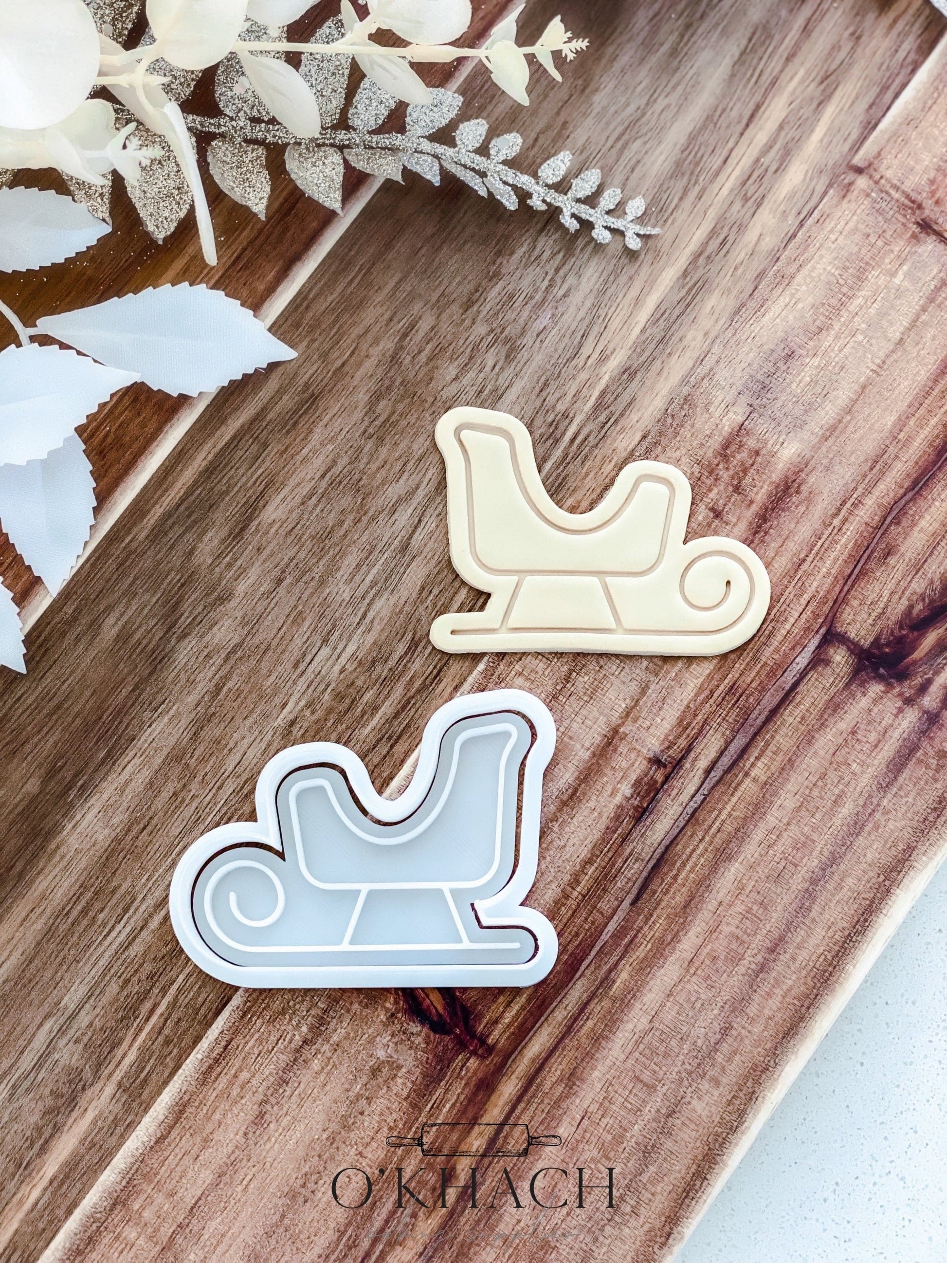 Simple Sleigh - Cookie Stamp and Cutter - Fondant & Sugar Cookies