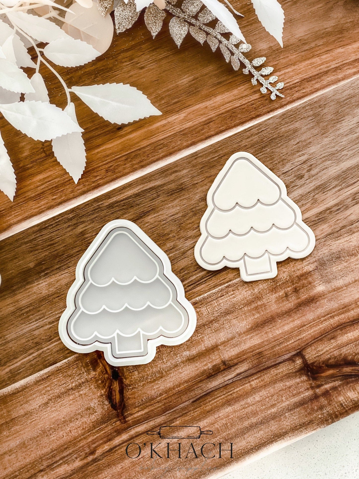 Snow Christmas Tree - Cookie Stamp and Cutter - Fondant & Sugar Cookies