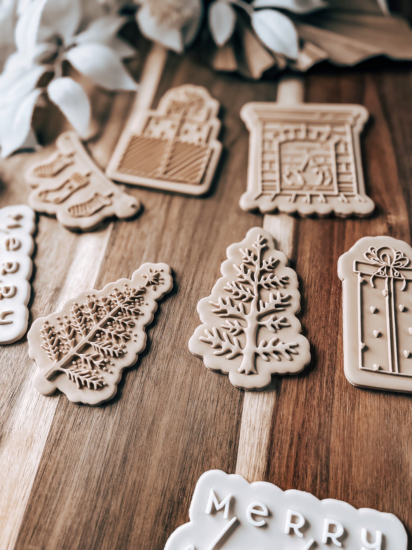 Merry Christmas 'UP' - Cookie Stamp & Cutter - Fondant & Sugar Cookies